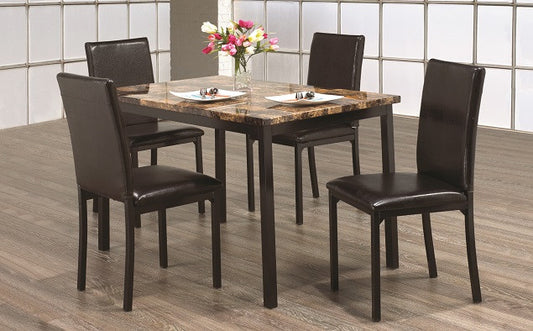 Light Brown Marble-Top 5-Piece Dinette Set