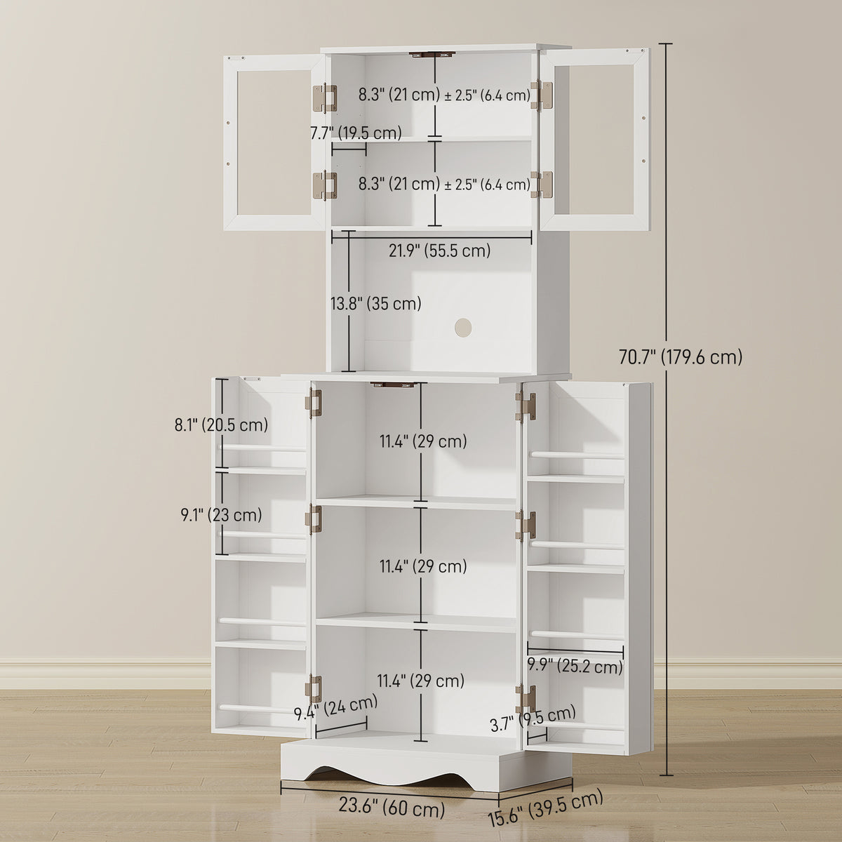 Kitchen Pantry Cabinet with 8 Door Shelves – 24"W x 71"H