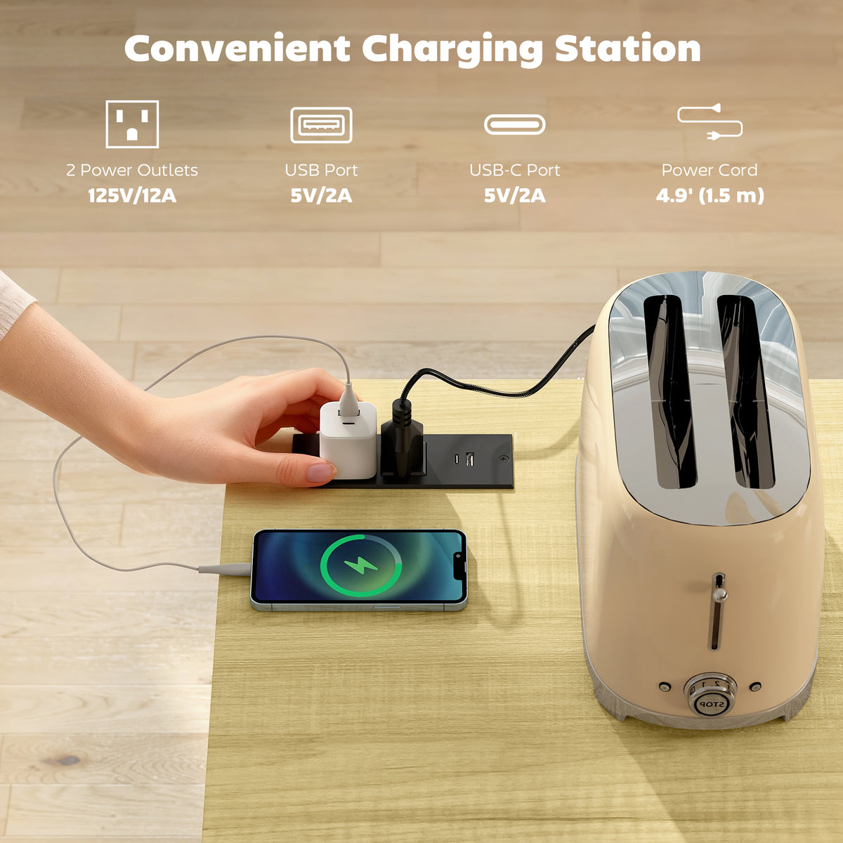 Kitchen Island with Charging Station – 44"W x 33"H