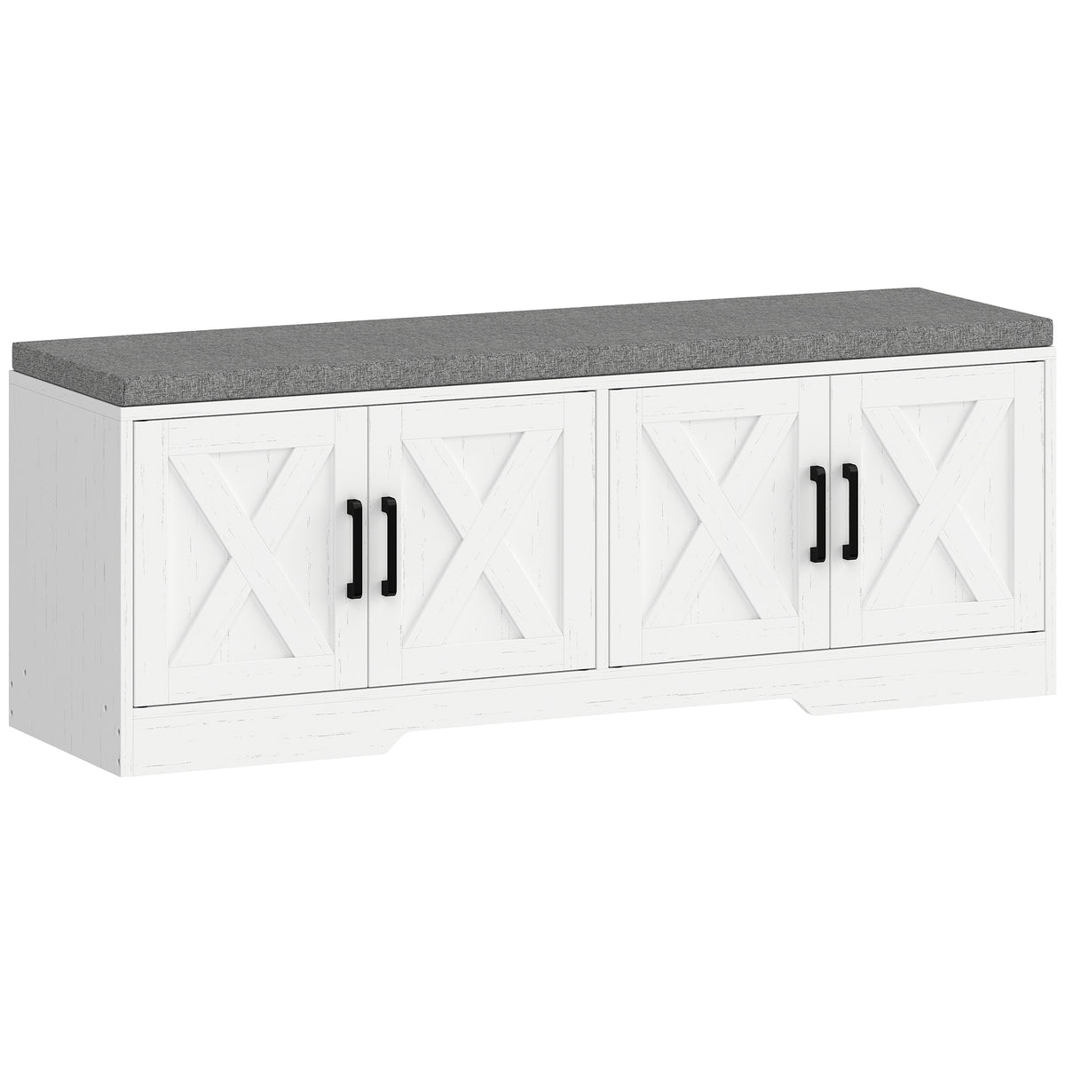 Shoe Storage Bench with Cushion and Doors – 47"W x 18"H