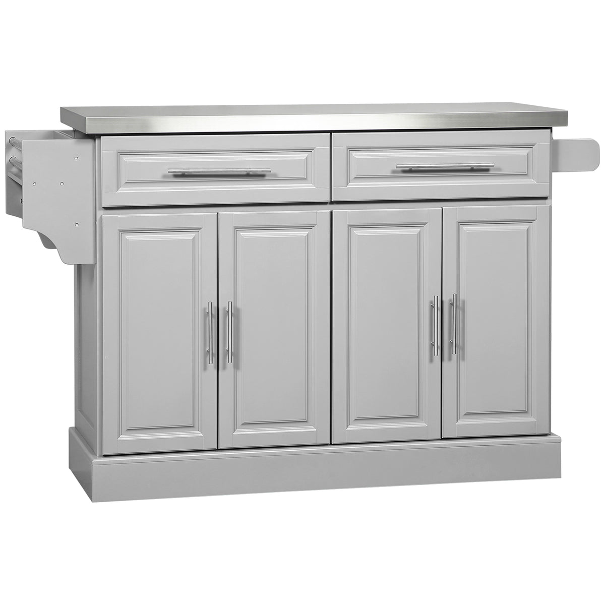 Kitchen Island with Stainless Steel Top – 57"W x 36"H
