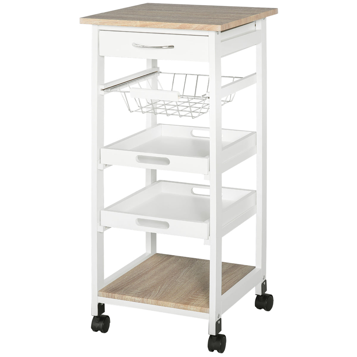 Rolling Kitchen Island Cart with Drawer – 15"W x 32"H