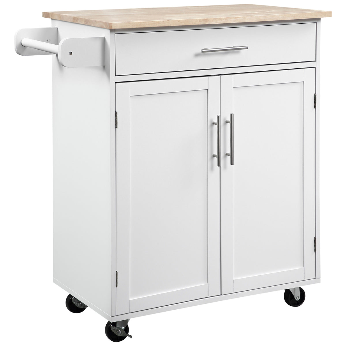 Rolling Kitchen Island Cart with Wood Top – 33"W x 36"H