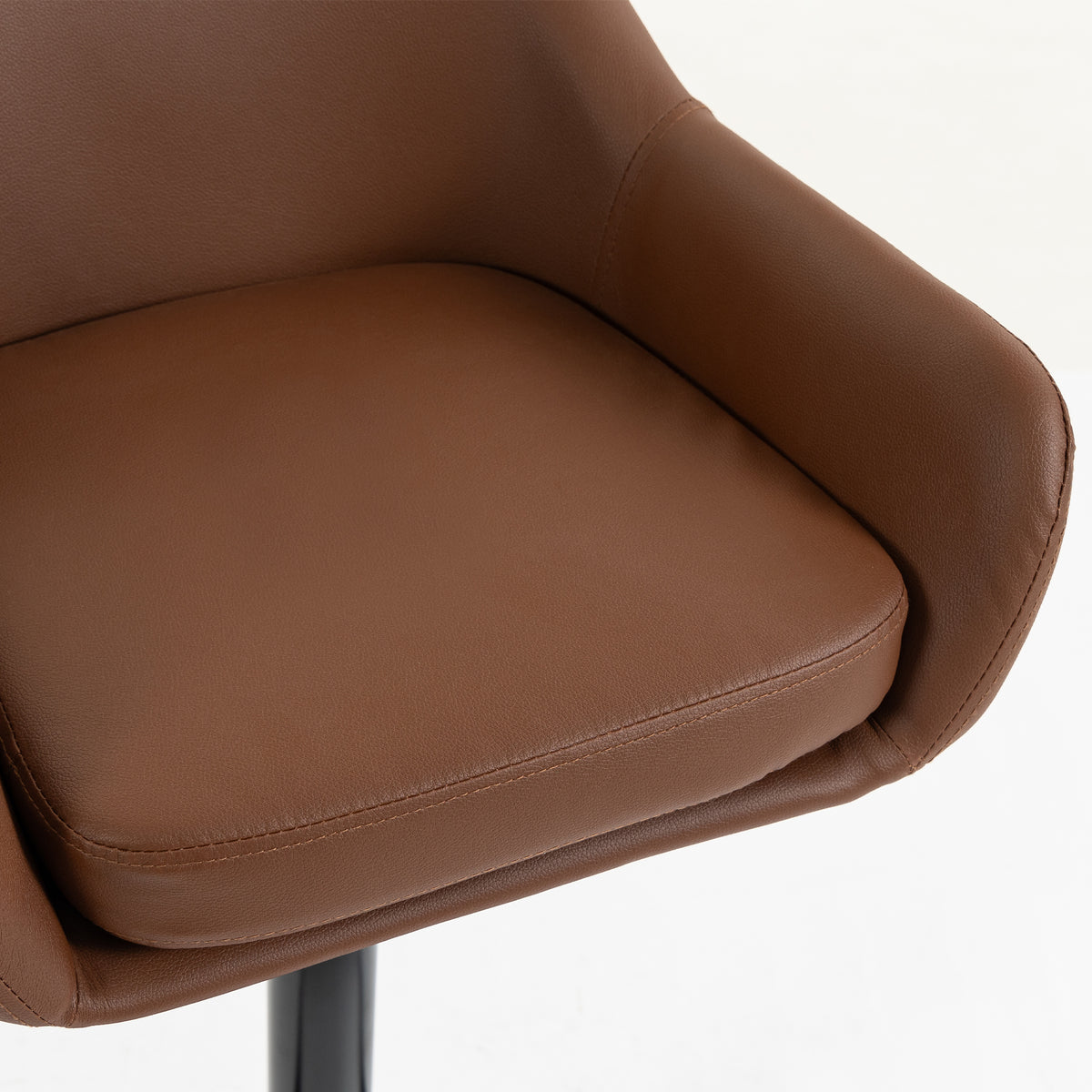 PU Leather Swivel Counter Stools with Arms and Backrest, Adjustable, Set of 2, Brown