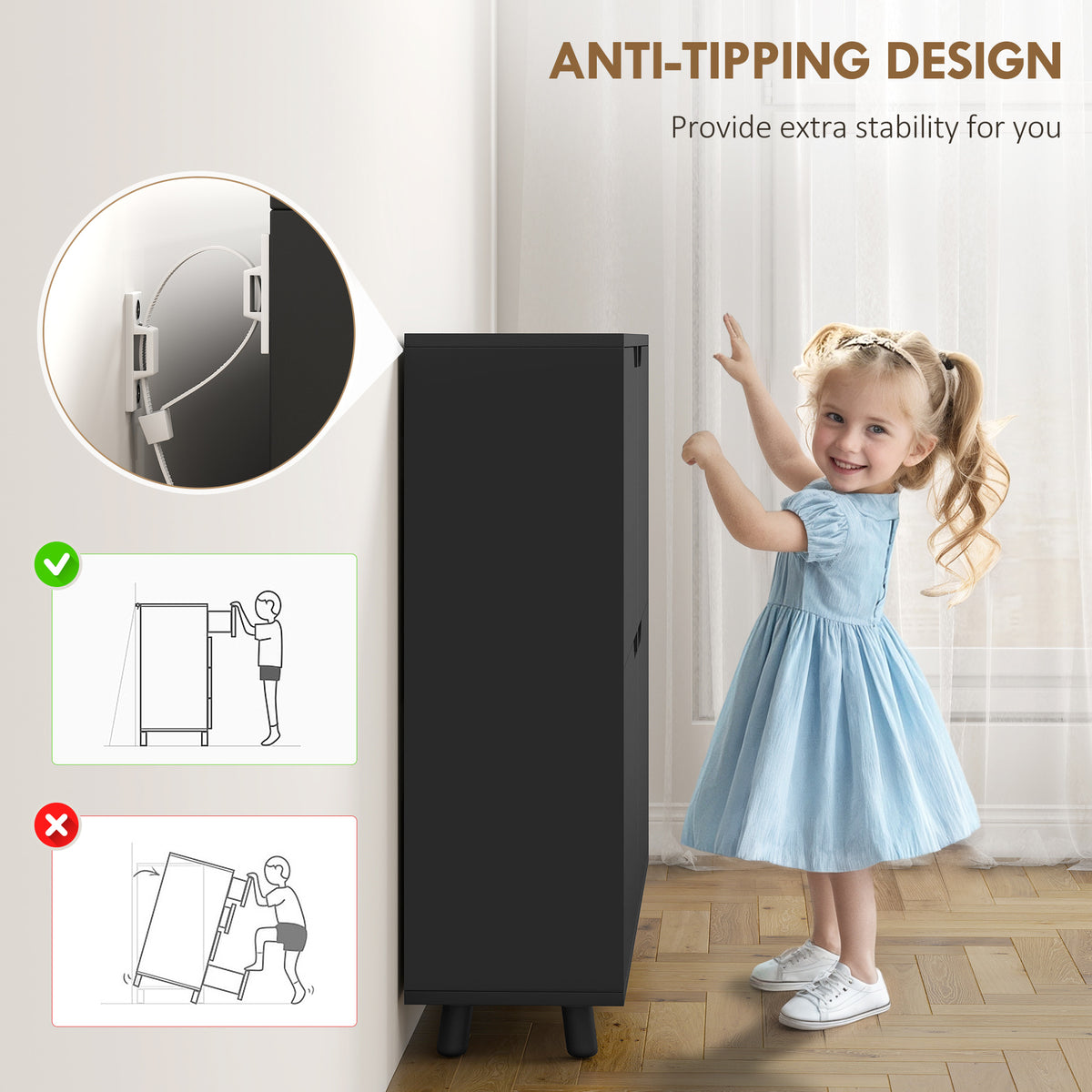 Narrow Shoe Cabinet with 4 Flip Drawers – 41"W x 34"H
