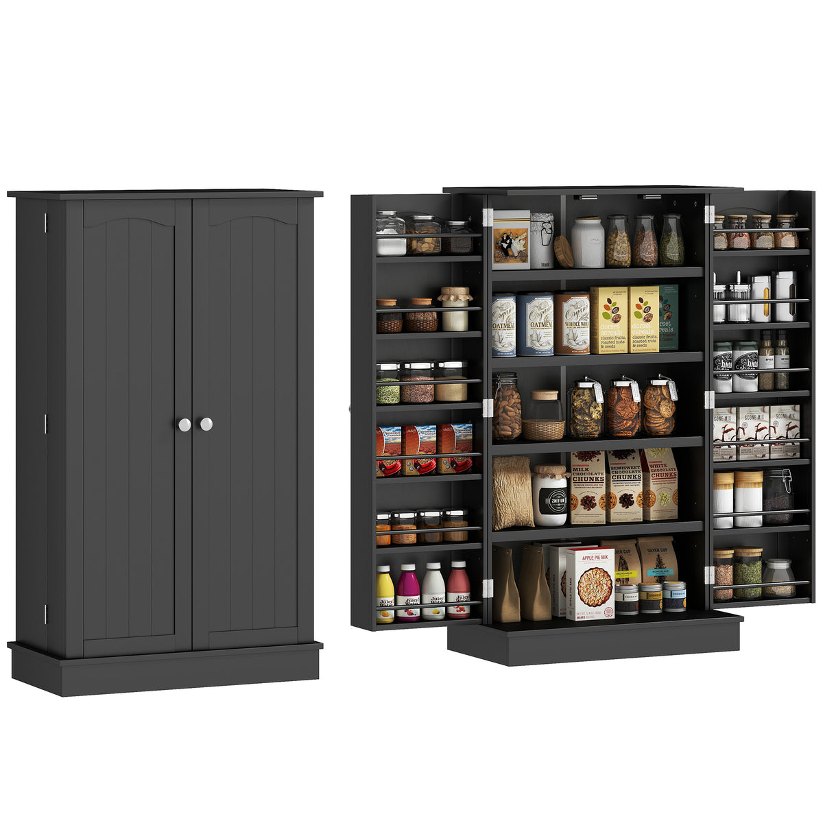 2-Door Kitchen Pantry Cabinet with 5-tier Shelving – 24"W x 41"H