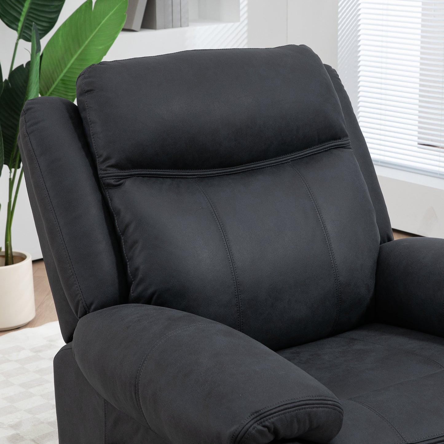HOMCOM Black Microfiber Manual Recliner Chair with Vibration Massage, Side Pockets