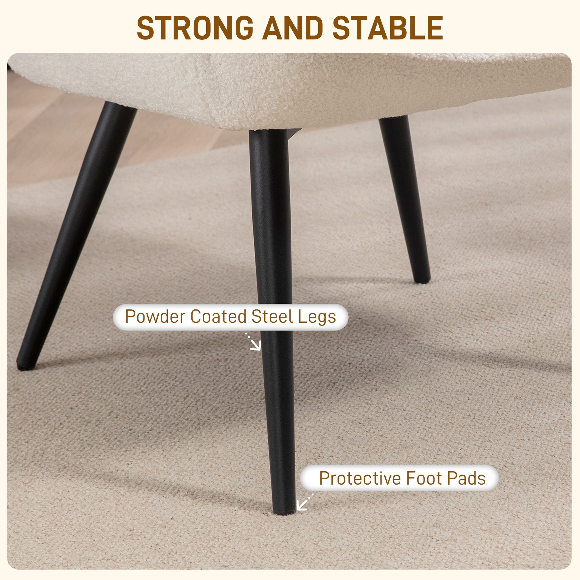 HOMCOM Accent Sherpa Upholstered Fluffy Wingback Chair for Living Room Reading Nook Cream