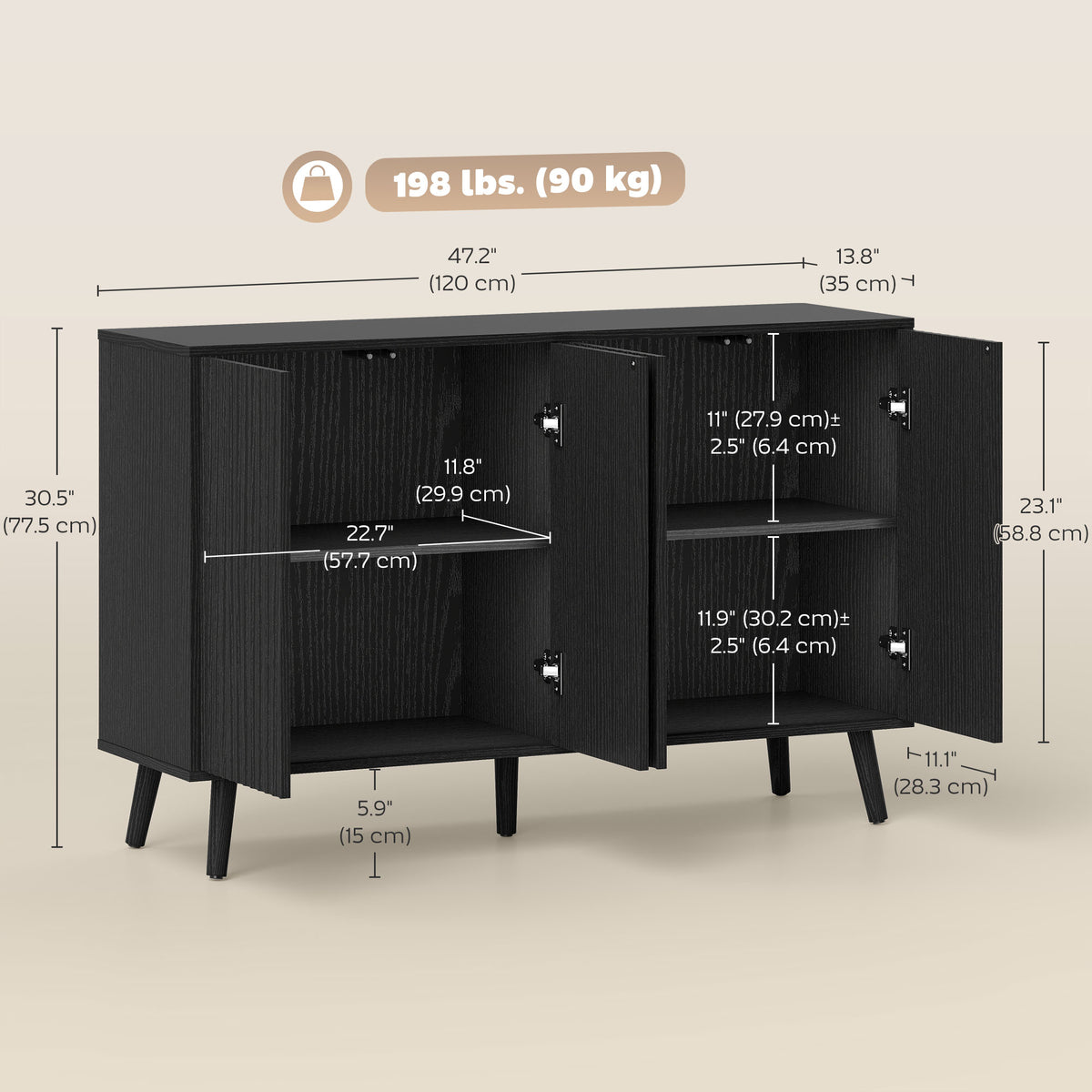 Buffet Cabinet with Storage – 47"W x 31"H