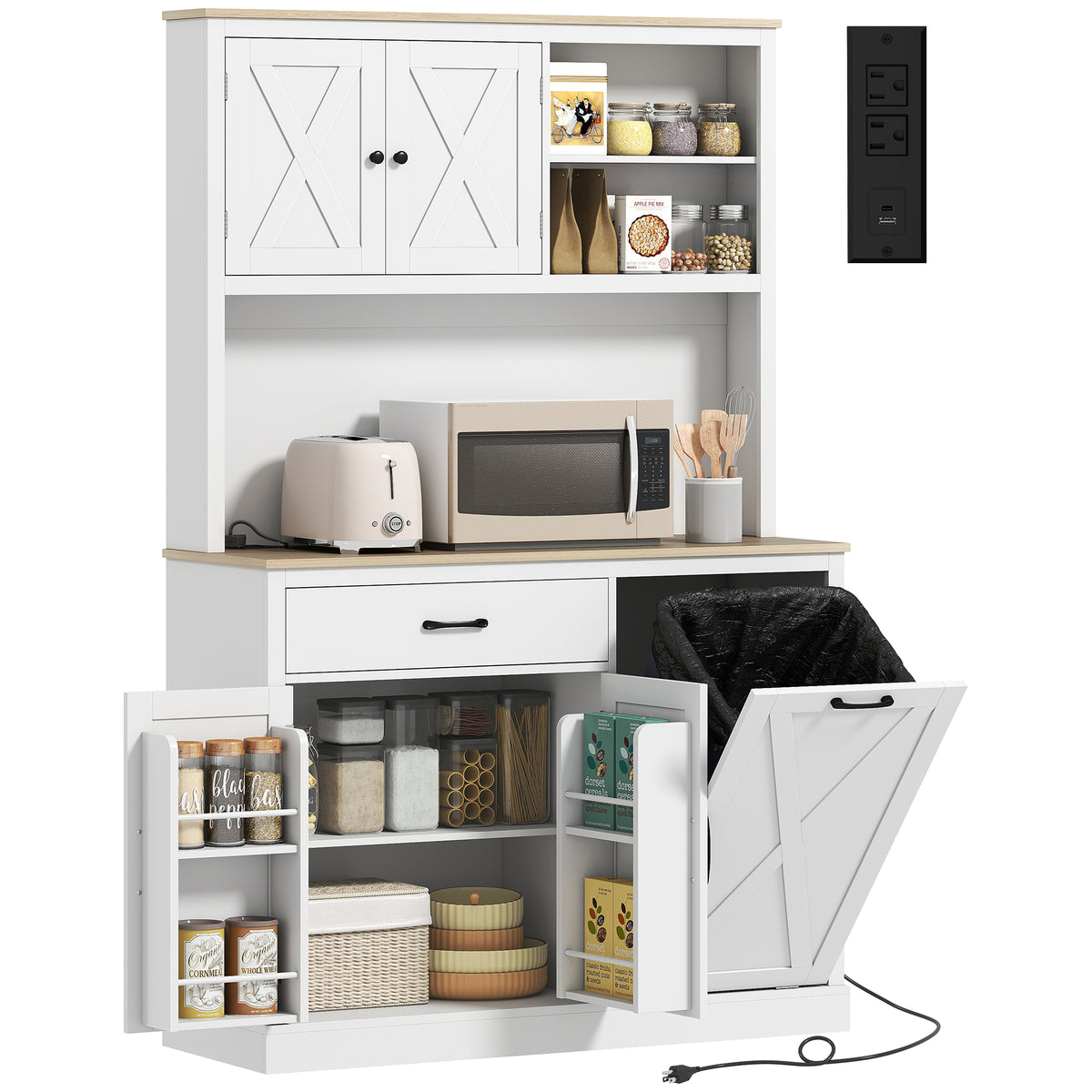 Pantry Cabinet with Charging Station – 44"W x 69"H