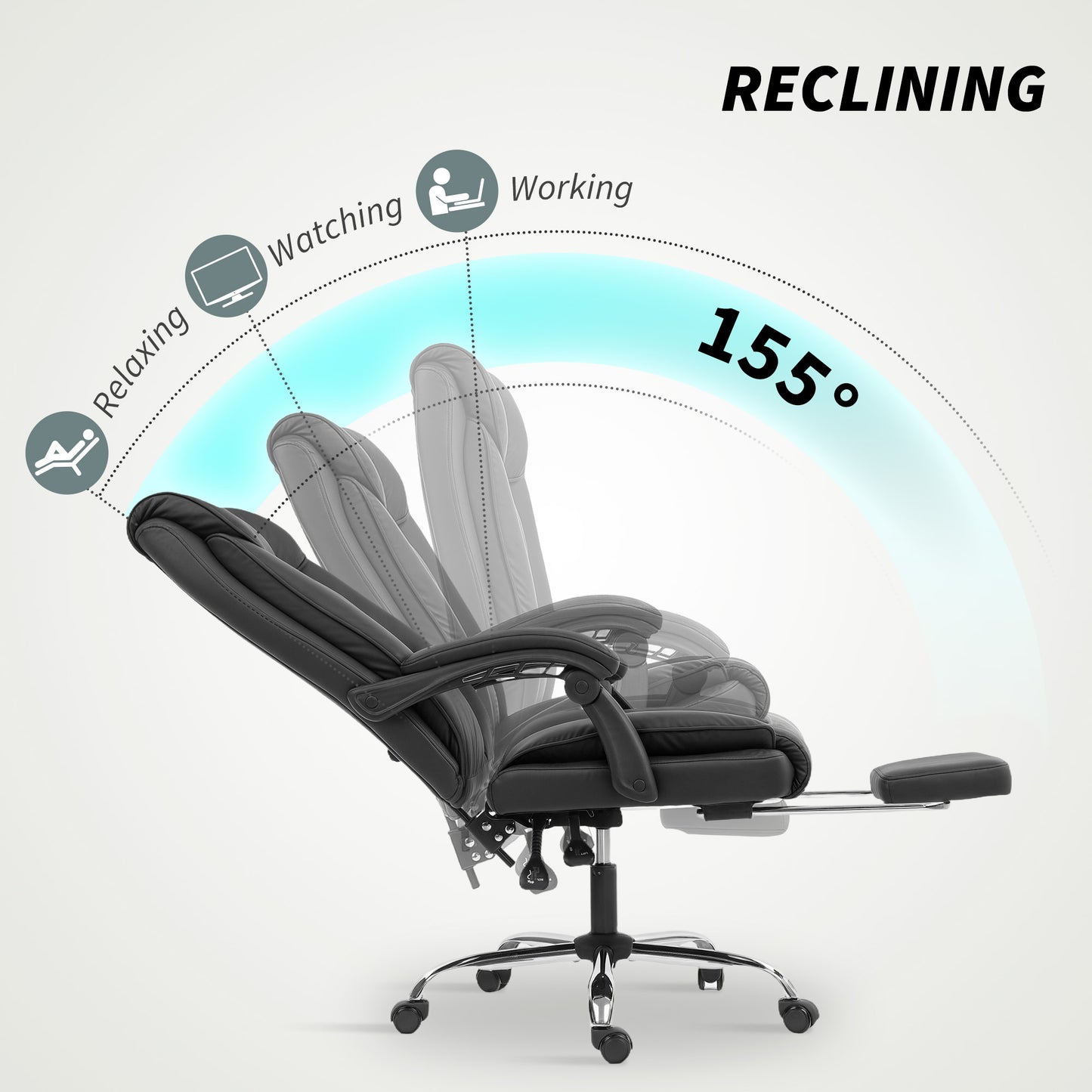 HOMCOM Executive Pet-Friendly Faux Leather Office Chair with Ergonomic Recline & Footrest