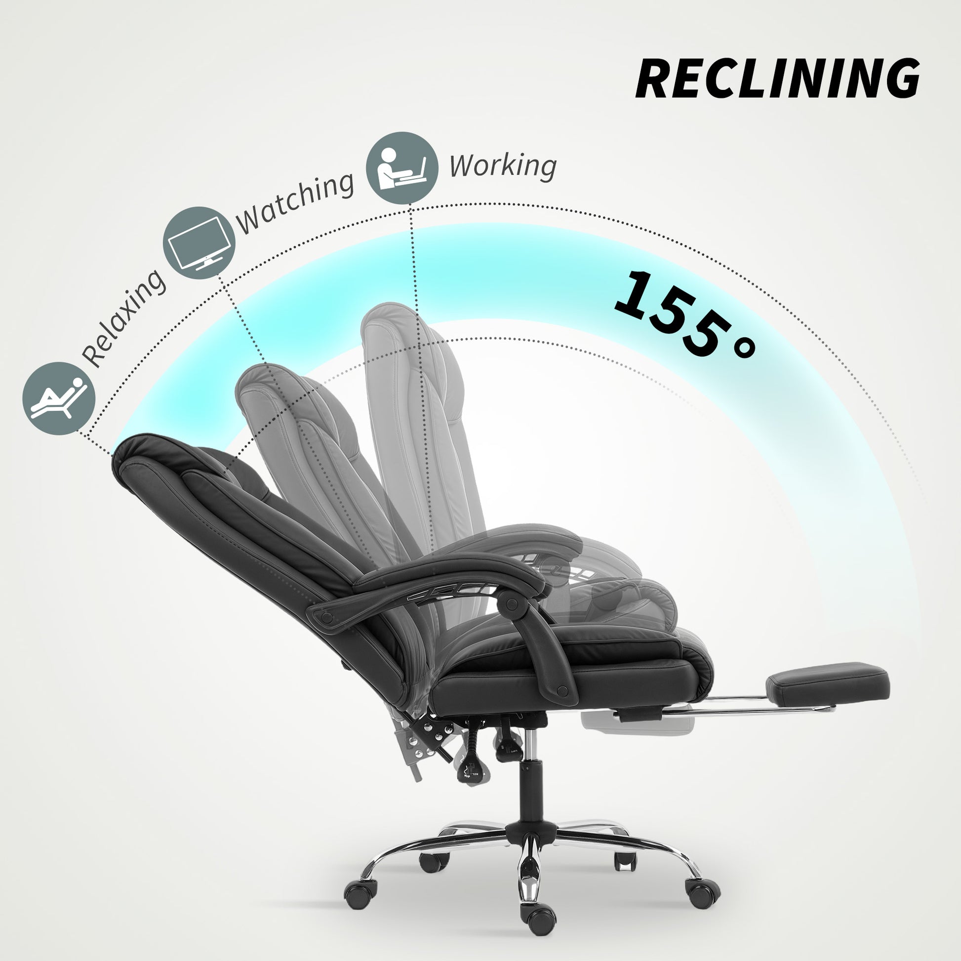 HOMCOM Executive Pet-Friendly Faux Leather Office Chair with Ergonomic Recline & Footrest