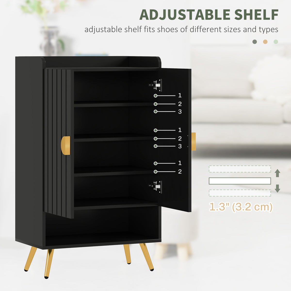 Entryway Shoe Cabinet with Open Shelves – 24"W x 39"H
