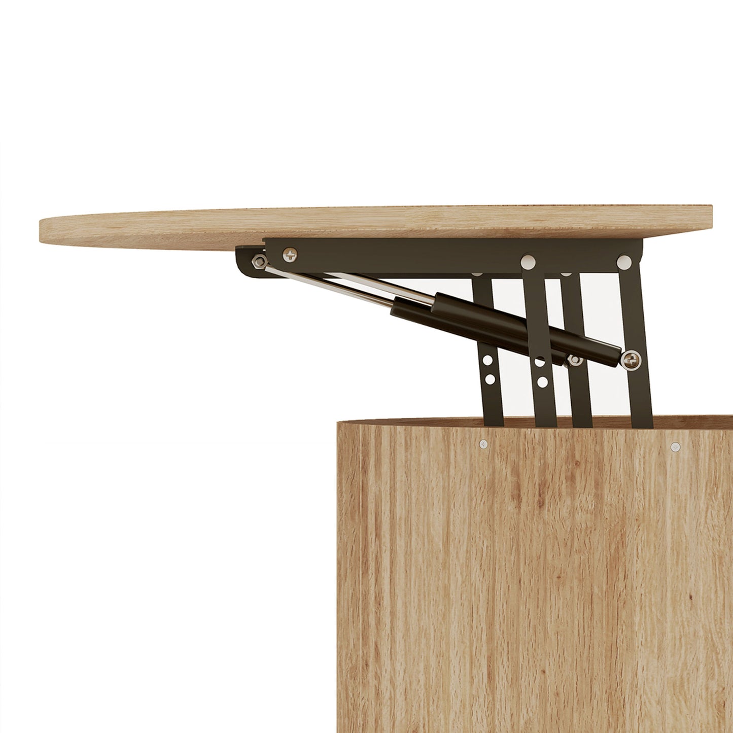 HOMCOM Round Lift Top Coffee Table 80cm Storage Natural Wood