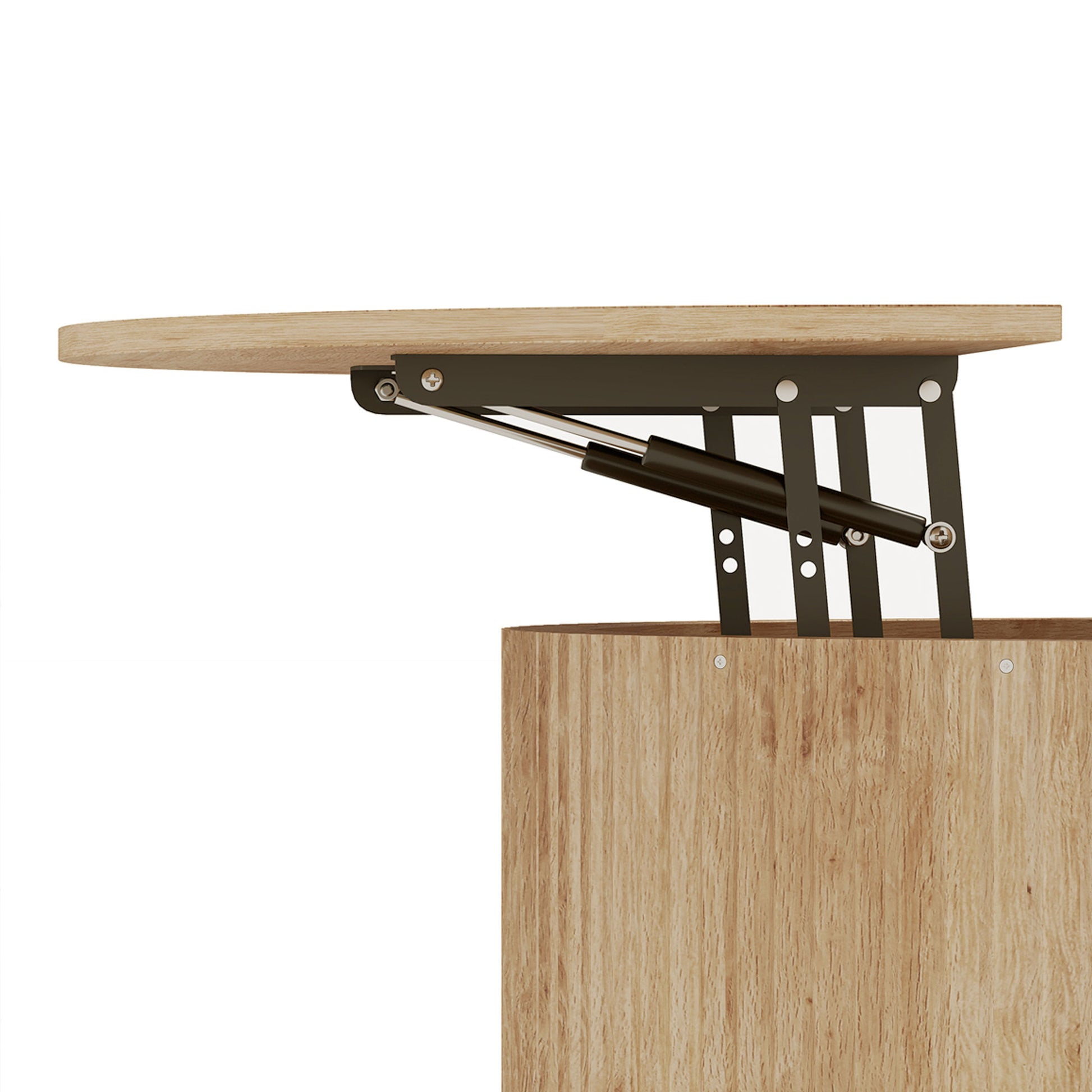 HOMCOM Round Lift Top Coffee Table 80cm Storage Natural Wood