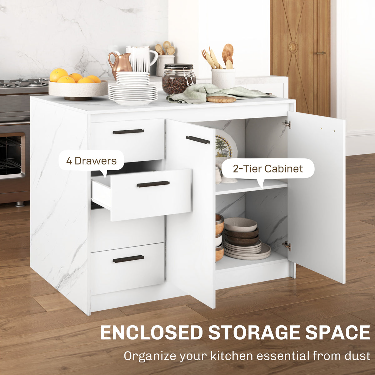 Kitchen Island with Storage Cabinet – 46"W x 36"H