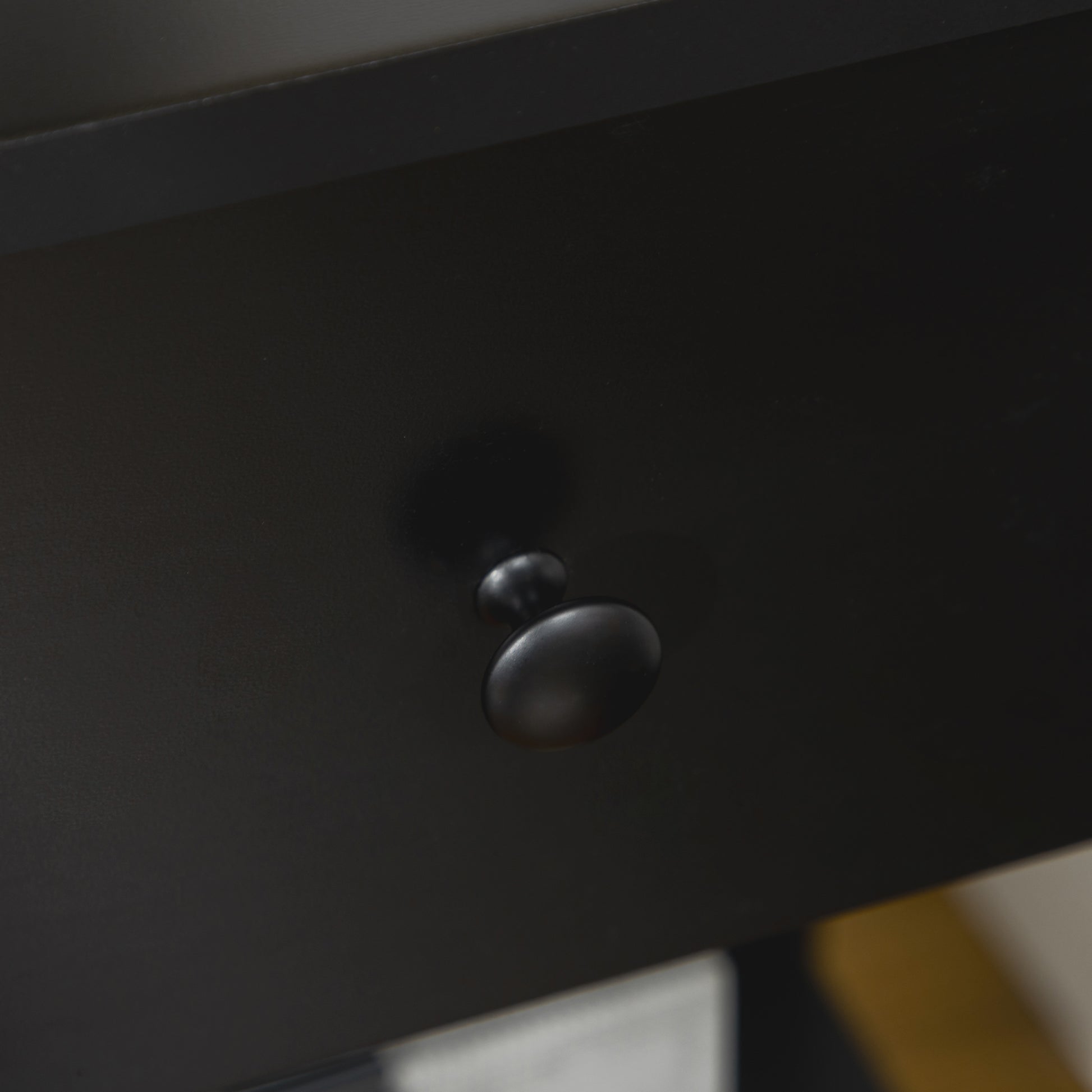 HOMCOM Modern Black 2-Tier Side Table with Drawer and Open Storage Shelf