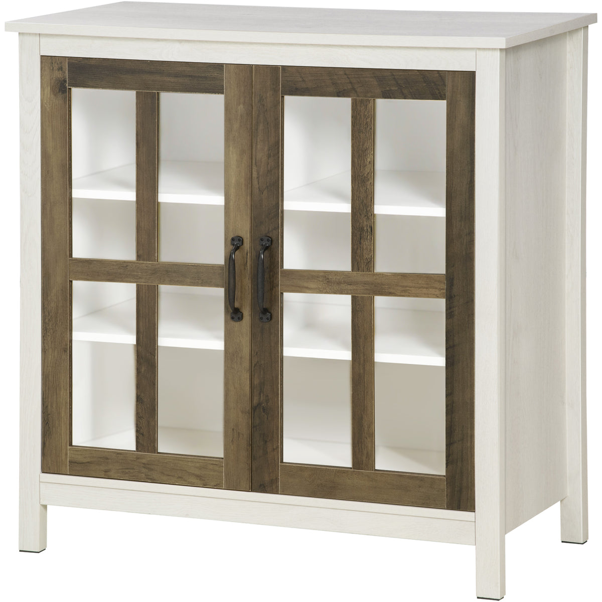 Kitchen Sideboard with 2 Glass Doors and Adjustable Shelf – 32"W x 32"H