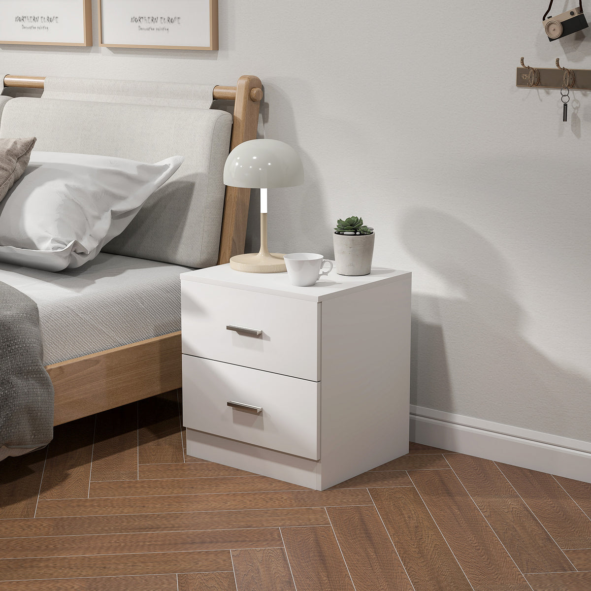 Modern 2-Drawer Nightstand – 18"W x 19"H