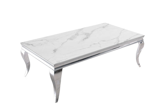 Marble Coffee Table with Chrome Cabriole Legs