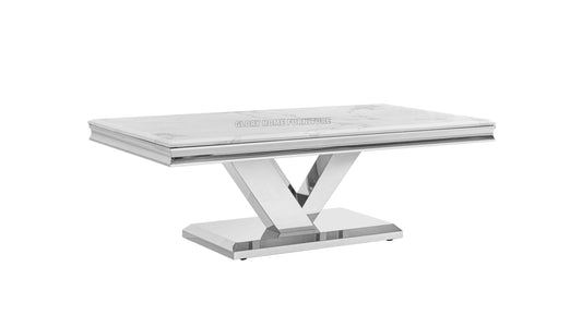 Marble Coffee Table with Chrome X-Base