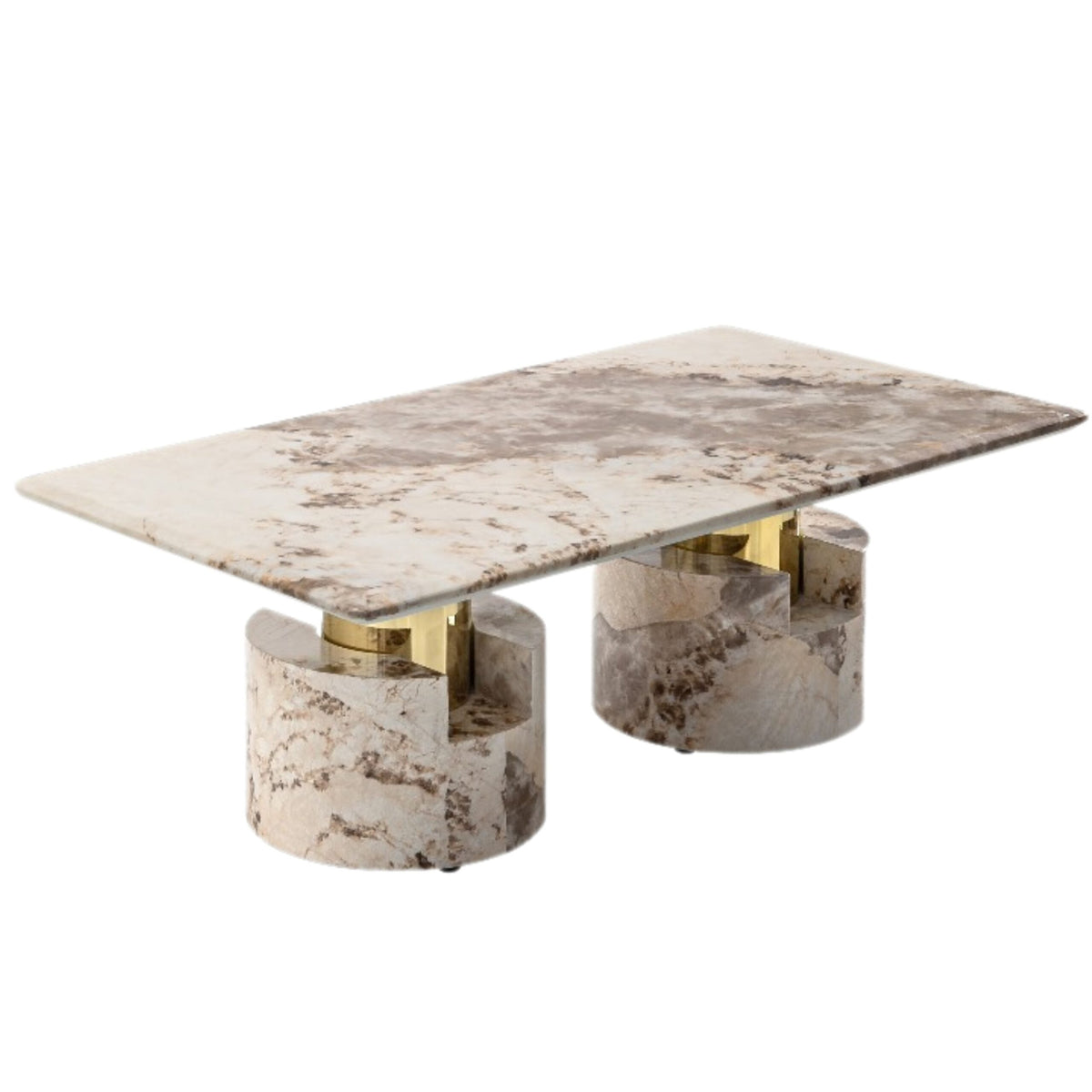 Marble Coffee Table with Drum Pedestals