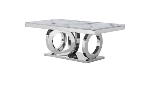 Marble Coffee Table with Interlocking Oval Base