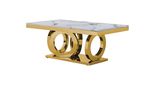 Marble Coffee Table with Interlocking Oval Base