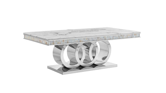 Marble Coffee Table with Interlocking Ring Base