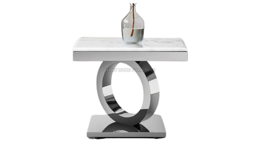 Marble Coffee Table with Interlocking Ring Base
