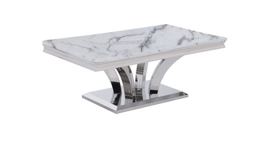 Marble Coffee Table with V-Shaped Base