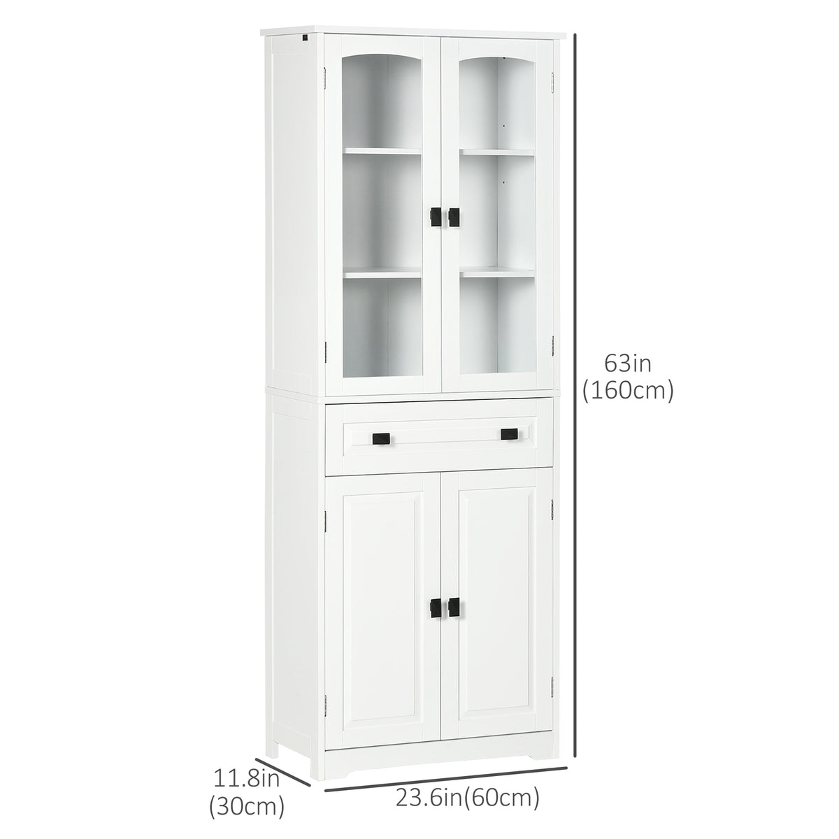 4-Door Kitchen Pantry Cabinet with Adjustable Shelves – 24"W x 63"H