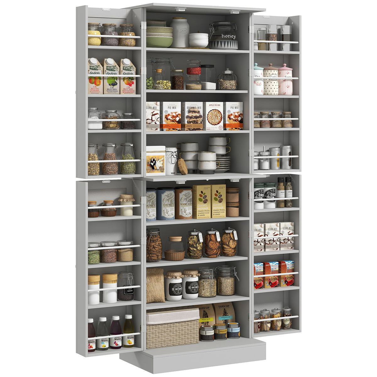 Kitchen Pantry Cabinet with 4 Doors and 16 Door Shelves – 24"W x 65"H
