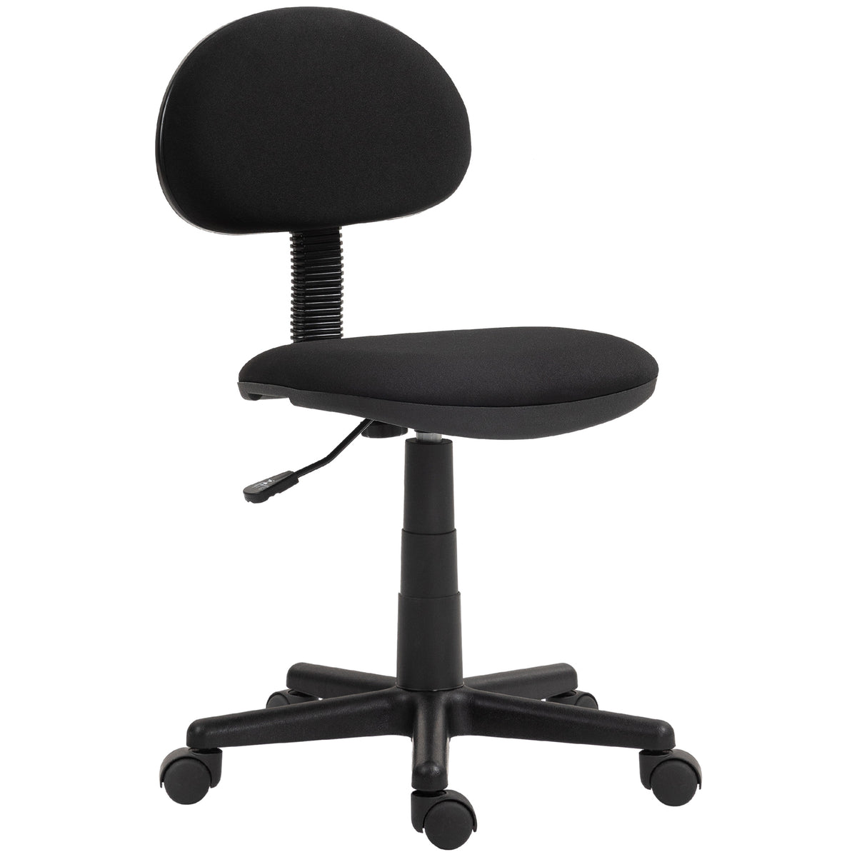 Small Desk Chair, Armless Office Chair with Adjustable Height, 360° Swivel Wheels, Black