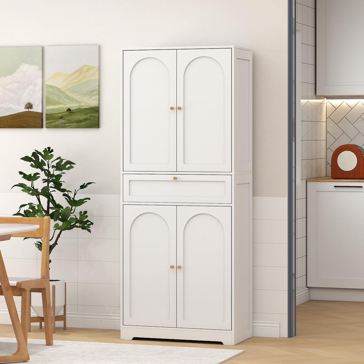 Modern Freestanding Storage Cabinet with Shaker Doors and Adjustable Shelves – 30"W x 72"H