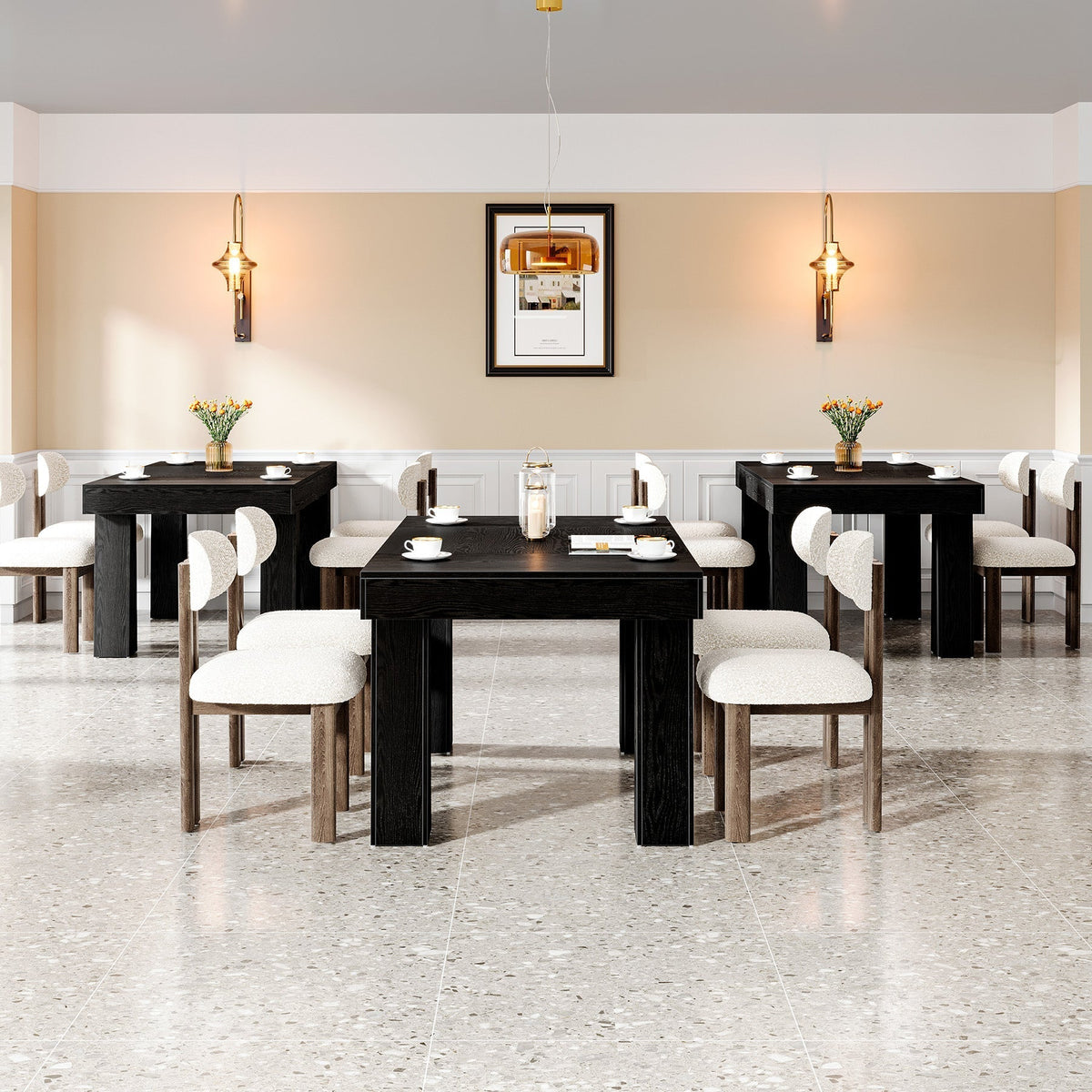 Modern Kitchen Table, 63" Dining Table Dinner Table for 4-6