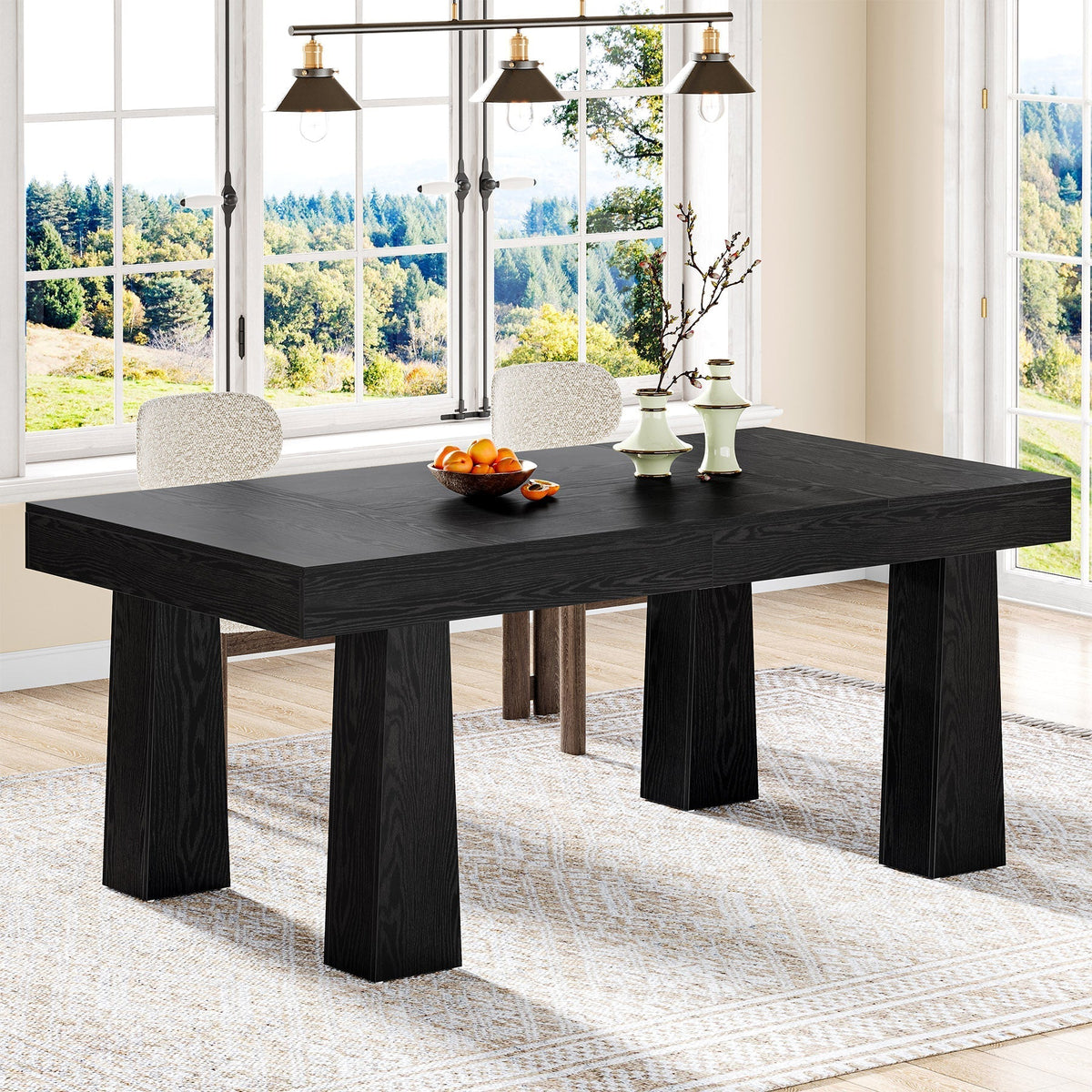 Modern Kitchen Table, 63" Dining Table Dinner Table for 4-6