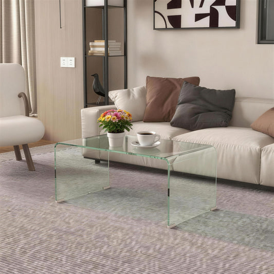 Clear Glass Coffee Table with Safe Rounded Edges