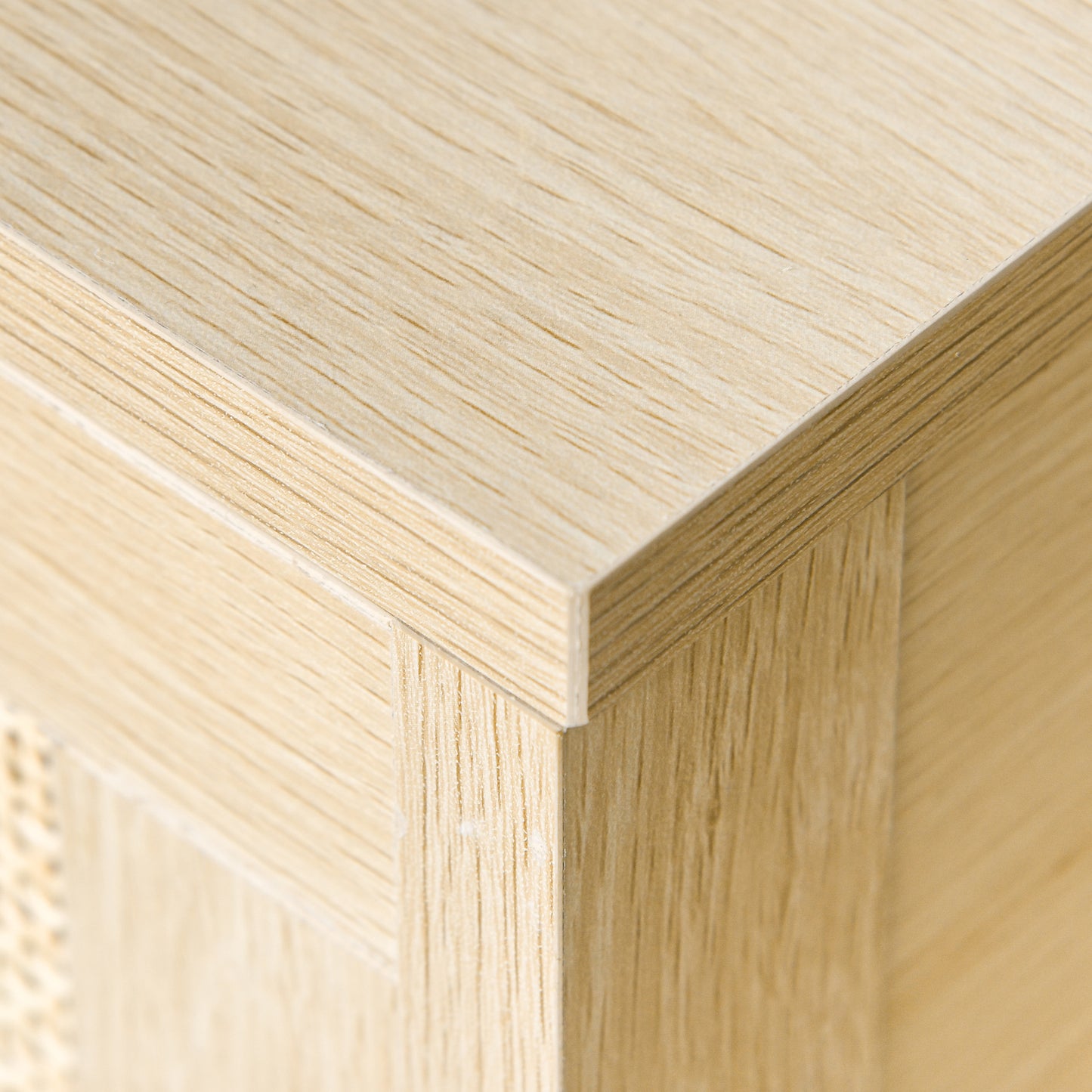 HOMCOM Natural Rattan Nightstand: Modern Bedside End Table with Storage