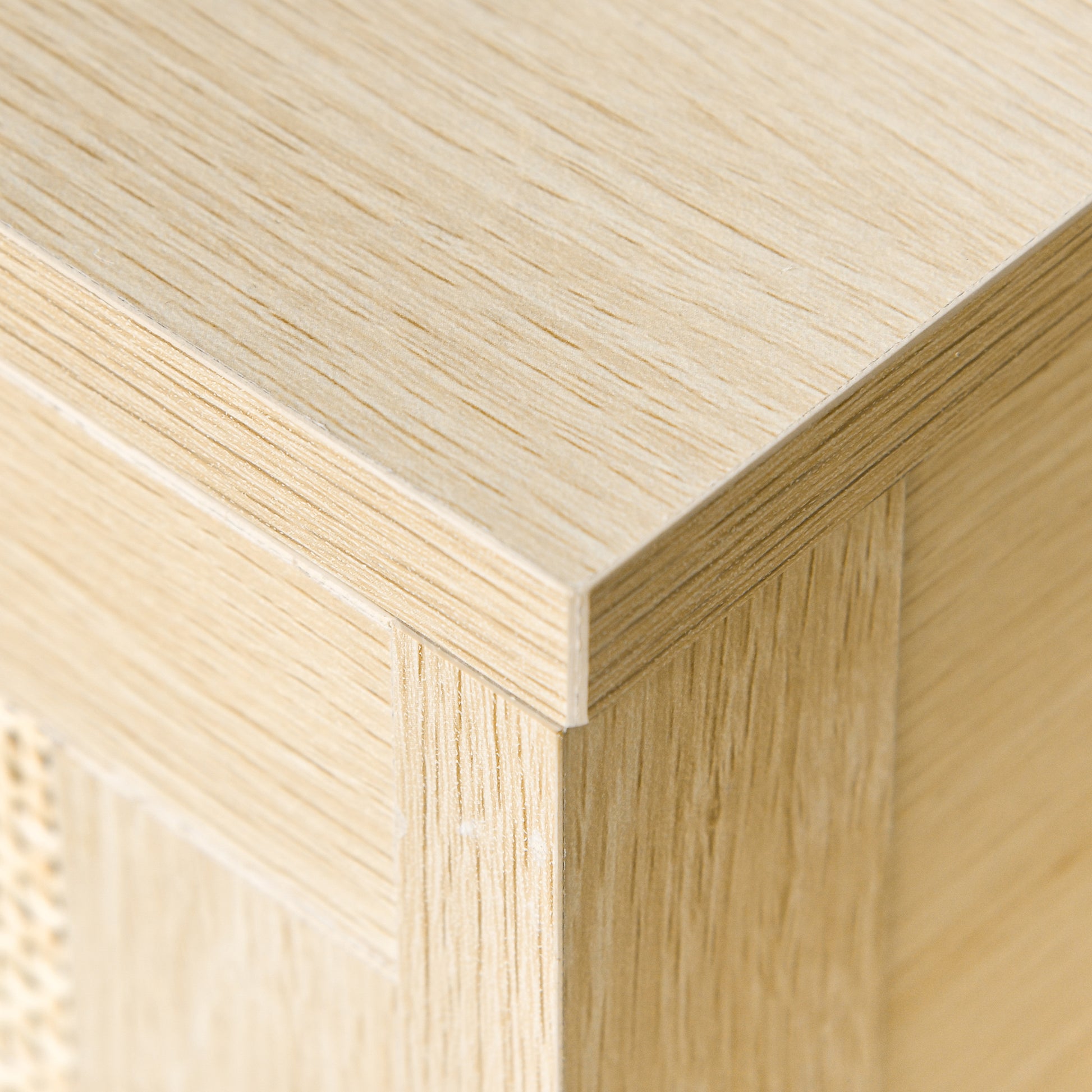 HOMCOM Natural Rattan Nightstand: Modern Bedside End Table with Storage