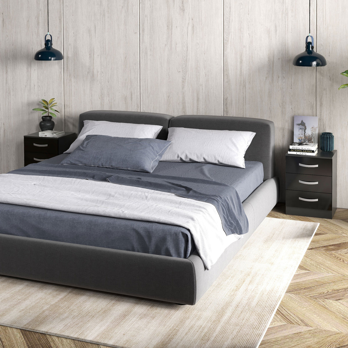 High Gloss Multi-Drawer Nightstands, Set of 2 – 16"W x 22"H