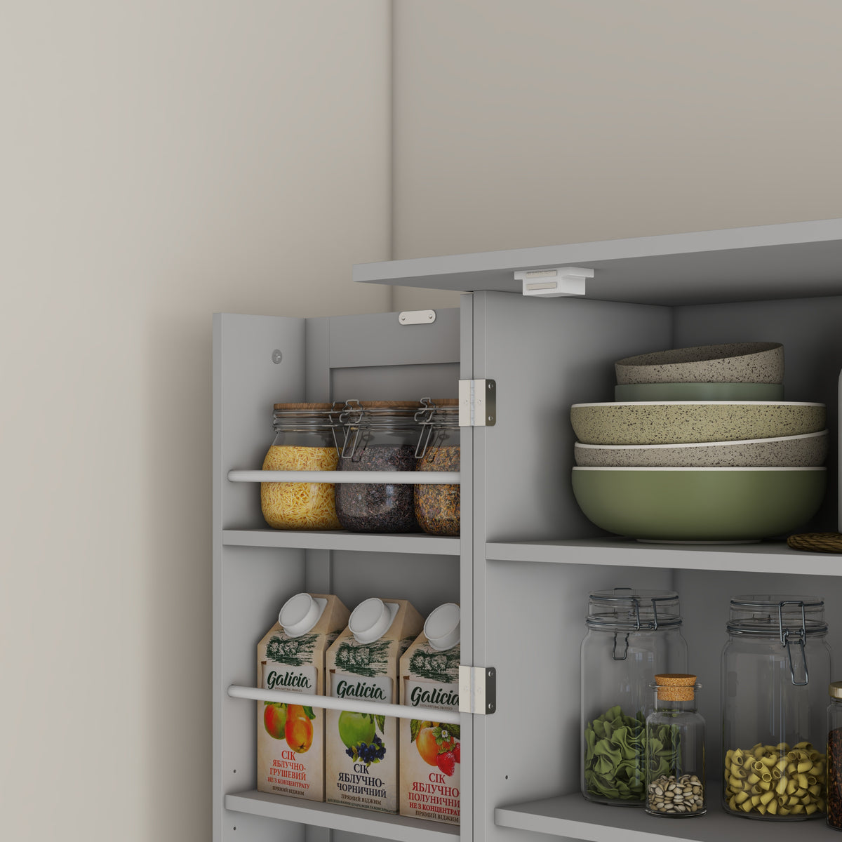 Kitchen Pantry Cabinet with 4 Doors and 16 Door Shelves – 24"W x 65"H