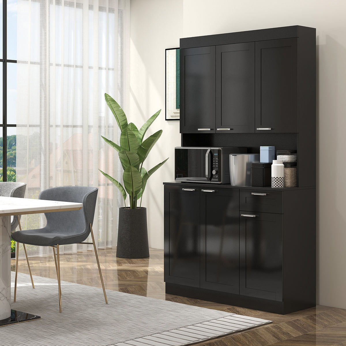Kitchen Pantry Storage Cabinet with Hutch – 40"W x 71"H