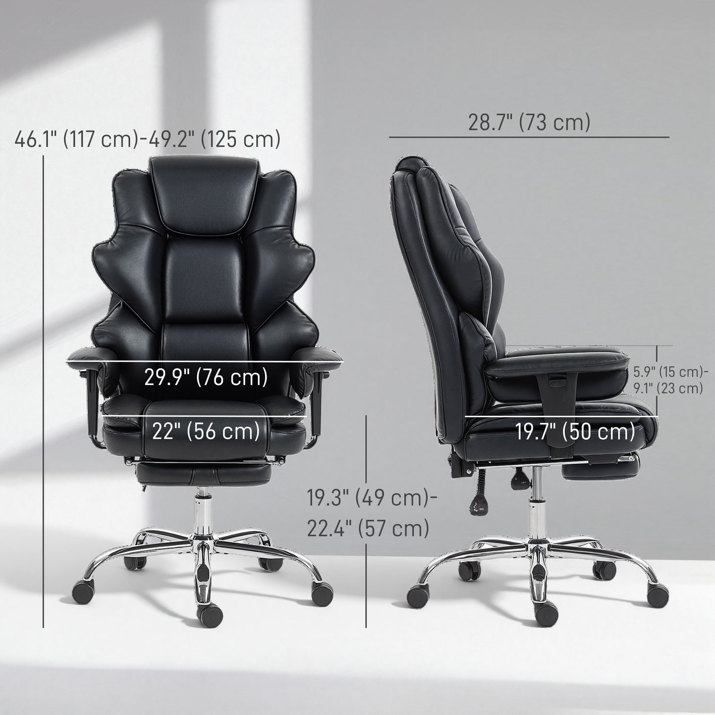 HOMCOM Big & Tall 400 lbs Overstuffed PU Leather Office Chair