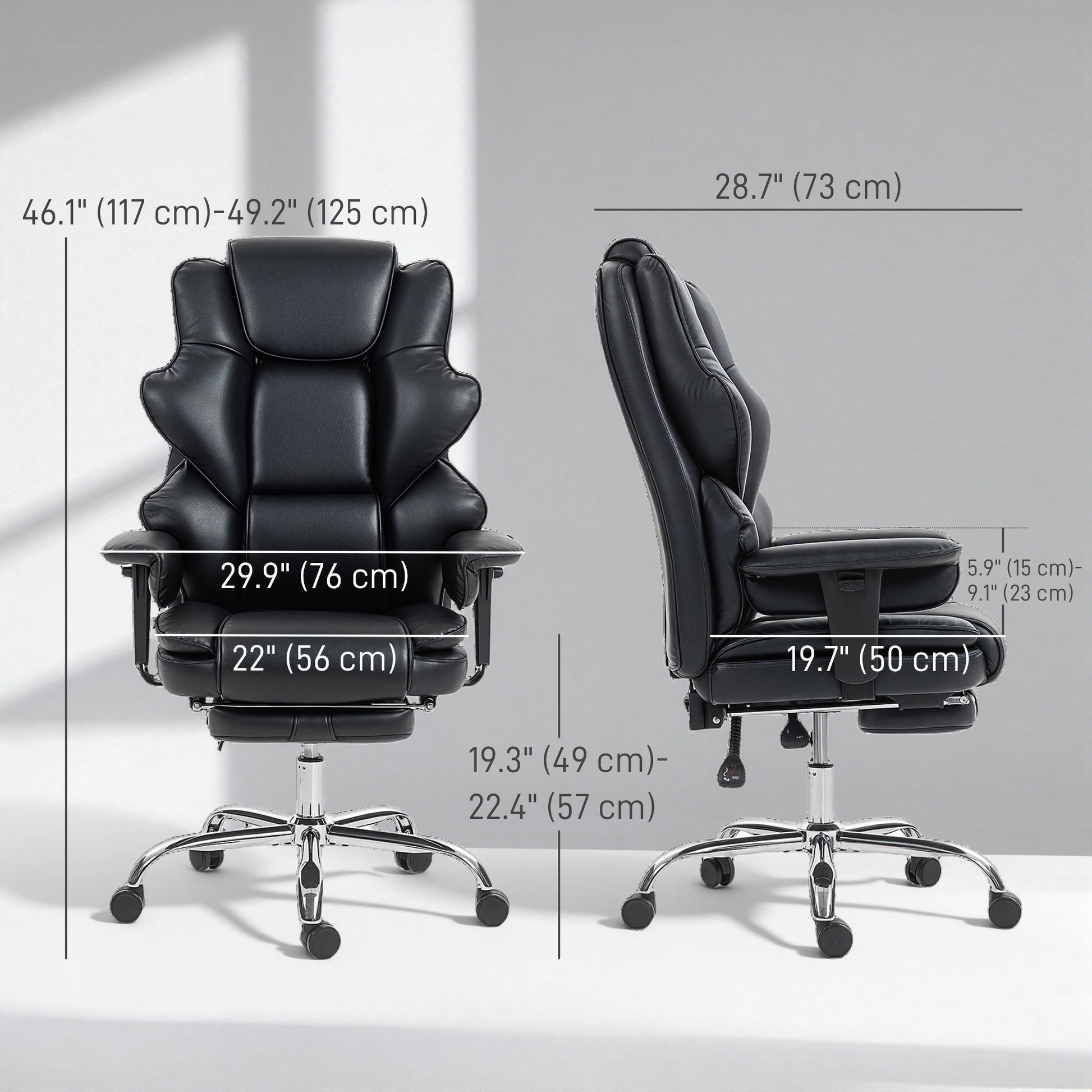 HOMCOM Big & Tall 400 lbs Overstuffed PU Leather Office Chair