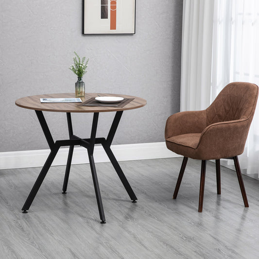 35" Round Dining Table, Modern Dining Room Table with Steel Frame, Space Saving Small Kitchen Table