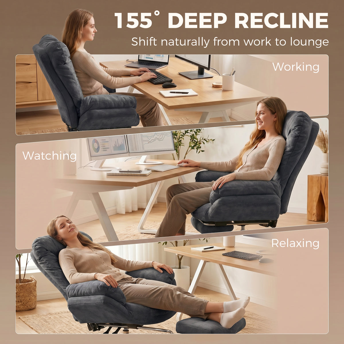 Criss Cross Chair with Wheels, Waterfall Armrests, Dark Grey