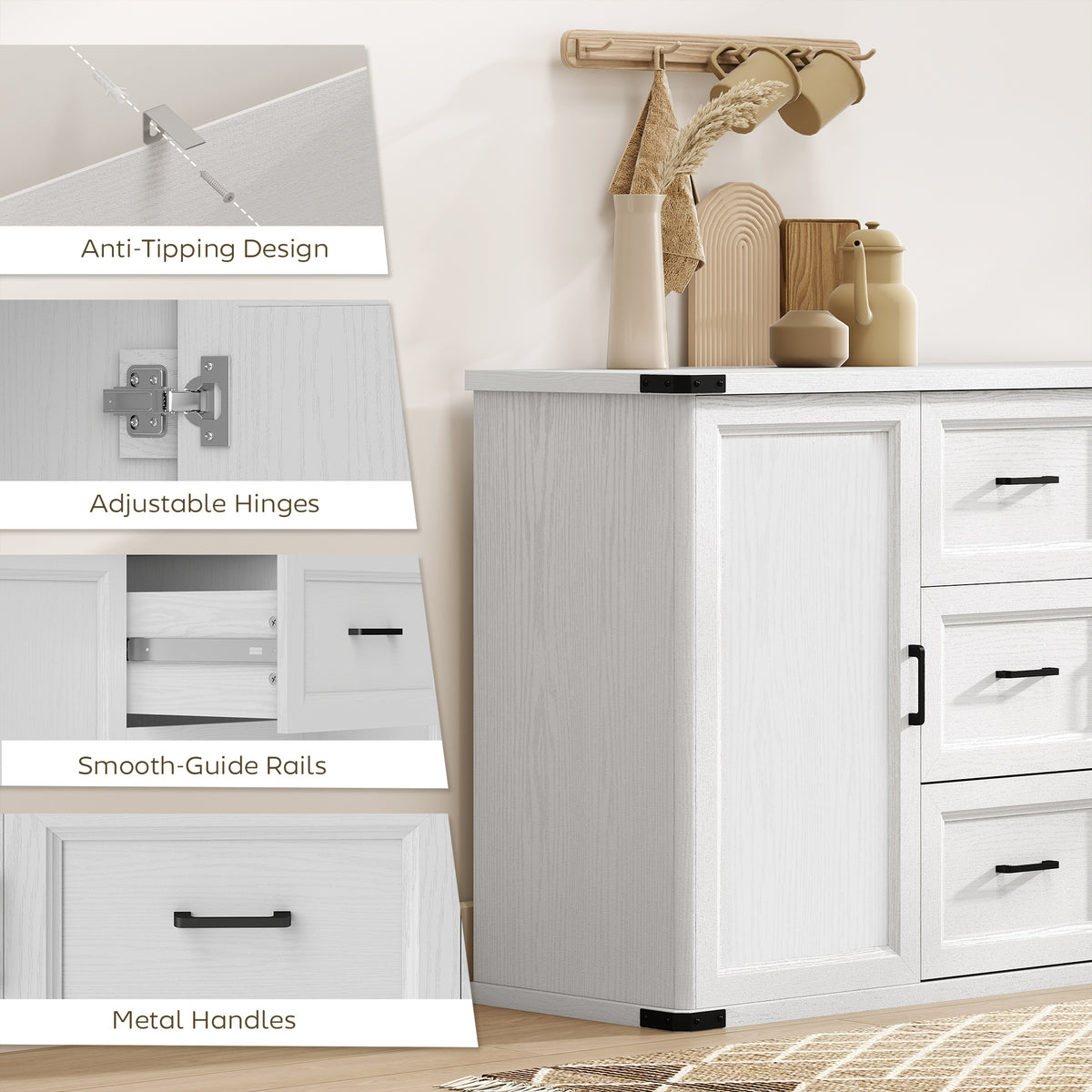 Sideboard with 3 Drawers and 2 Doors – 47"W x 30"H
