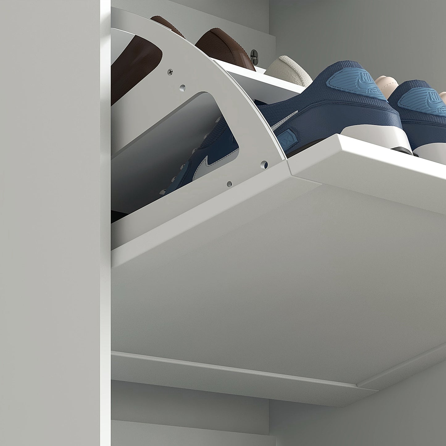 HOMCOM Modern White Shoe Storage Cabinet with 3 Flip Drawers, Adjustable Shelves