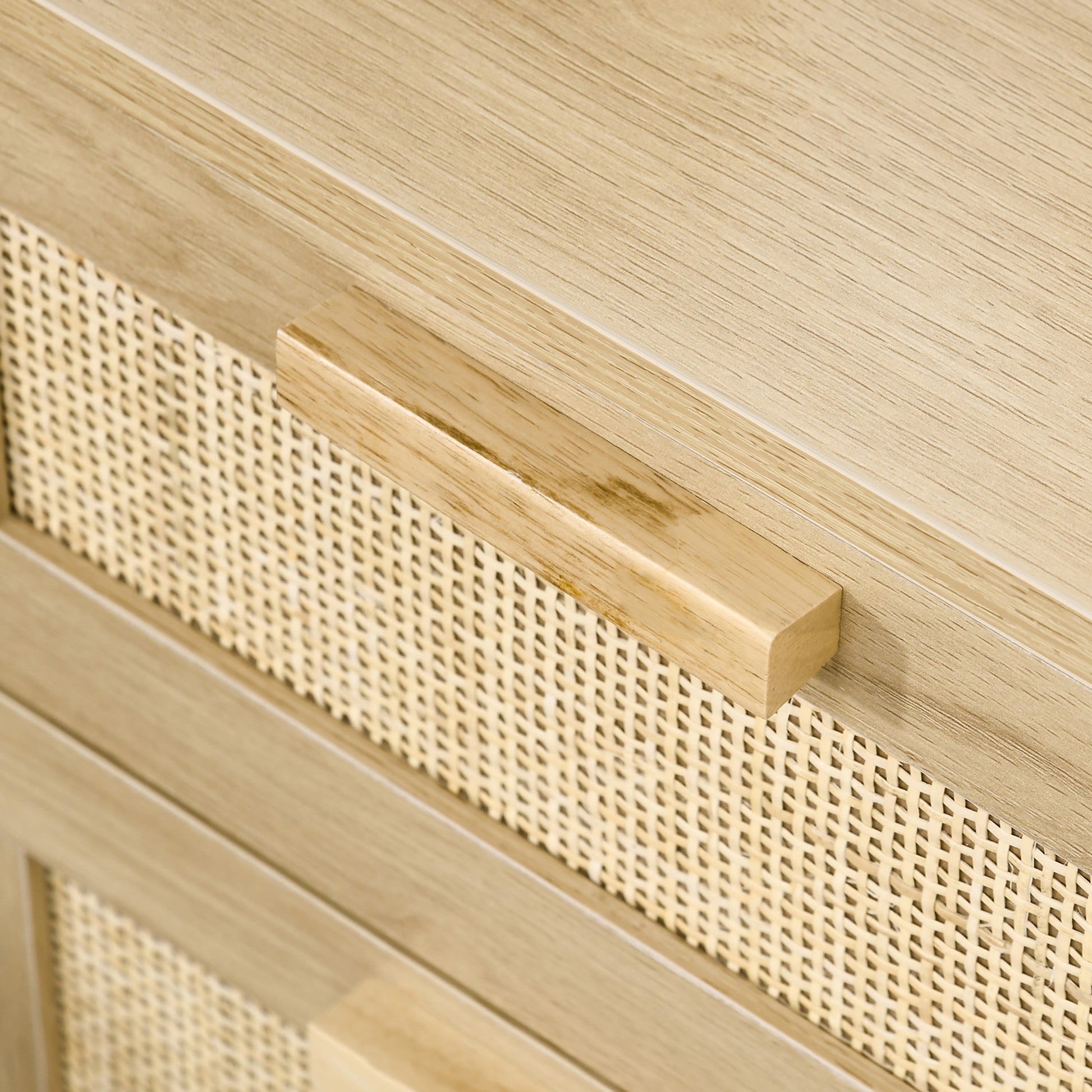 HOMCOM Boho Chic Nightstand Set of 2 with 2 Drawers, Living Bedroom Side Tables